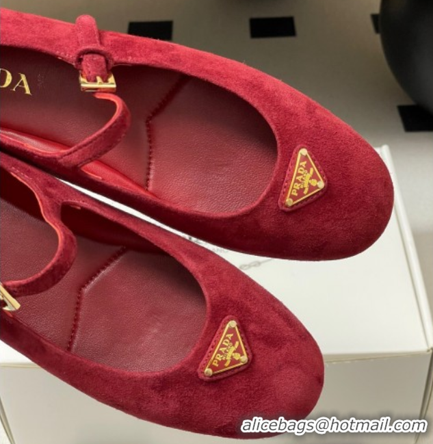 Big Discount Prada Suede ballerinas flat Red 2025 1F793N