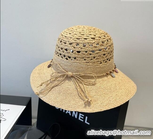 Modern Classic Miu Miu Straw Wide Brim Hat with Sequins M0724 2025