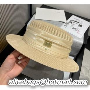 Discount Miu Miu Straw Wide Brim Hat with Shiny Band 0724 Beige 2025