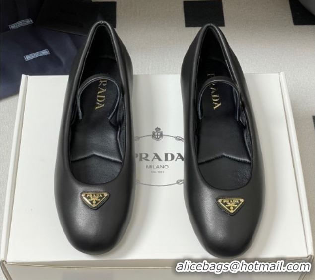 Hot Style Prada Nappa Leather ballerinas flat Black 2025 PR082509