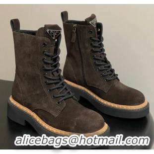 Classic Prada Suede Ankle Boots Brown 2025 PR082510