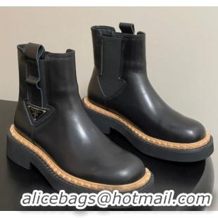 Unique Discount Prada Calf Leather Ankle Boots Black 2025 PR082511