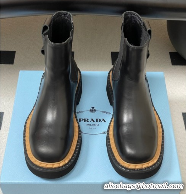 Unique Discount Prada Calf Leather Ankle Boots Black 2025 PR082511