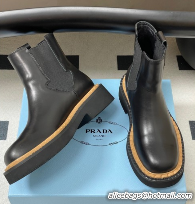 Unique Discount Prada Calf Leather Ankle Boots Black 2025 PR082511
