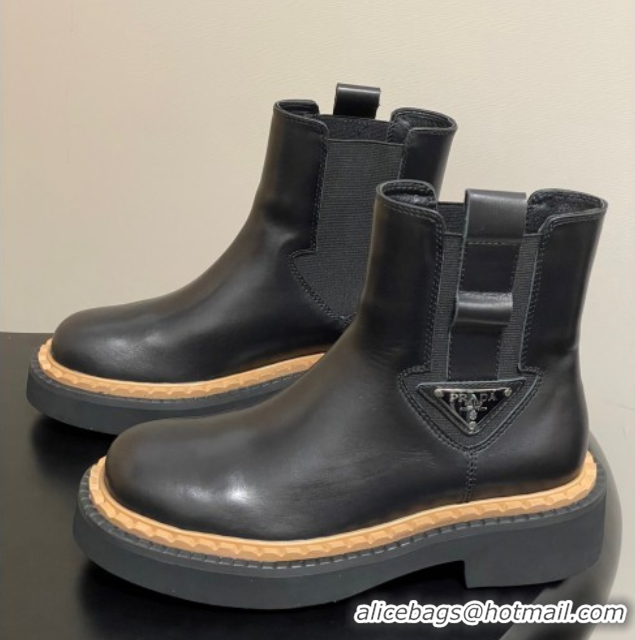 Unique Discount Prada Calf Leather Ankle Boots Black 2025 PR082511