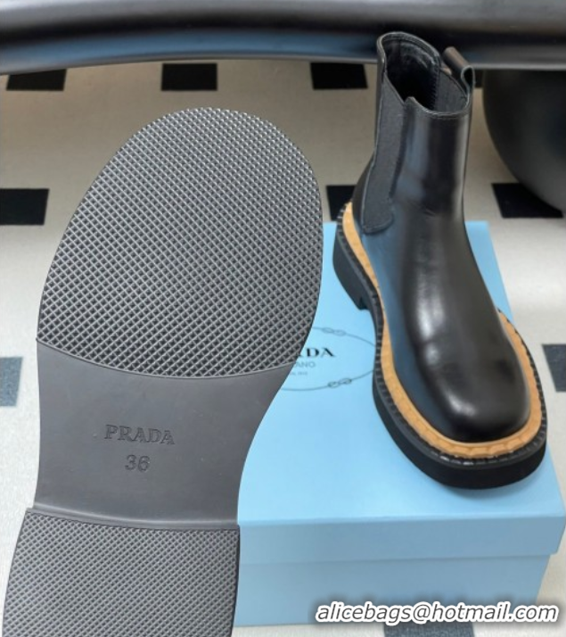 Unique Discount Prada Calf Leather Ankle Boots Black 2025 PR082511