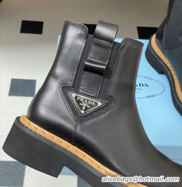 Unique Discount Prada Calf Leather Ankle Boots Black 2025 PR082511