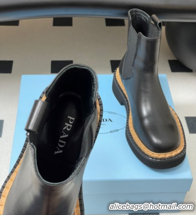 Unique Discount Prada Calf Leather Ankle Boots Black 2025 PR082511