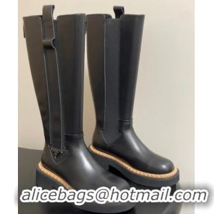 Trendy Design Prada Calf Leather High Boots Black 2025 PR082511