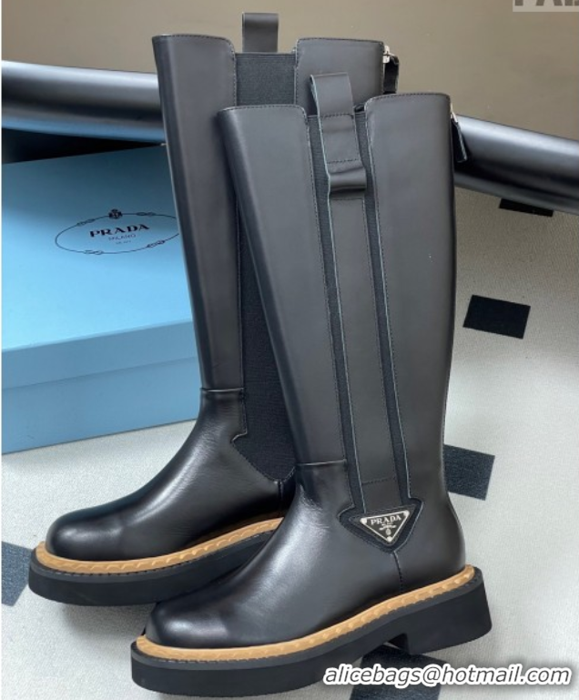 Trendy Design Prada Calf Leather High Boots Black 2025 PR082511
