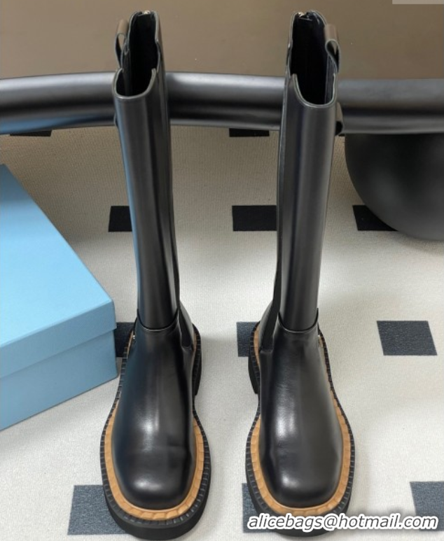 Trendy Design Prada Calf Leather High Boots Black 2025 PR082511