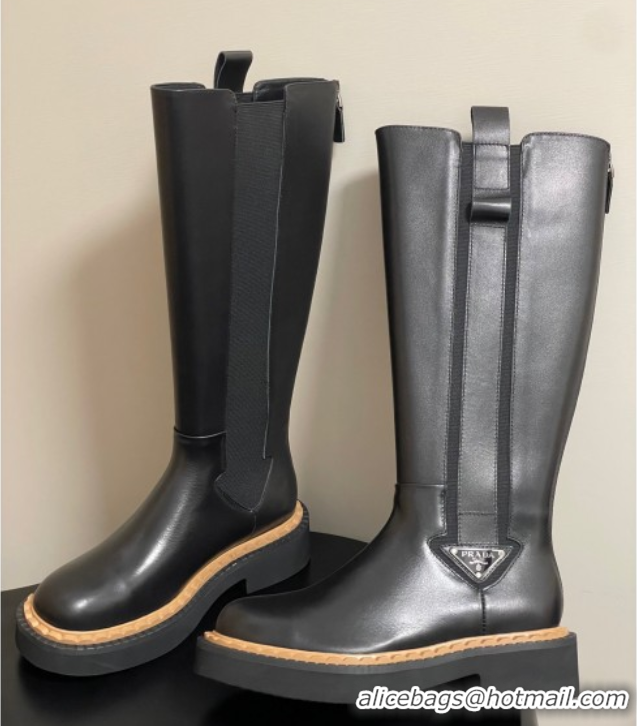 Trendy Design Prada Calf Leather High Boots Black 2025 PR082511
