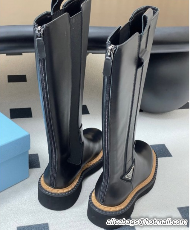 Trendy Design Prada Calf Leather High Boots Black 2025 PR082511