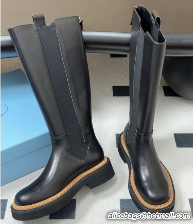 Trendy Design Prada Calf Leather High Boots Black 2025 PR082511