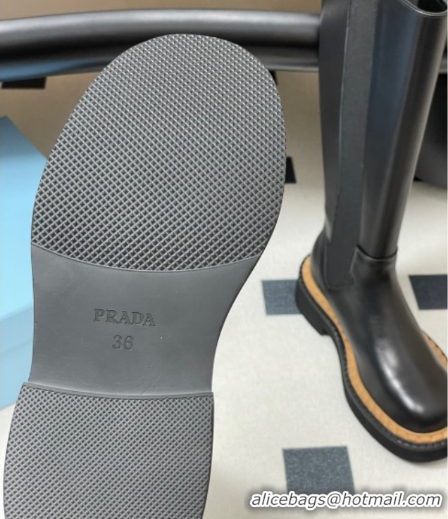 Trendy Design Prada Calf Leather High Boots Black 2025 PR082511