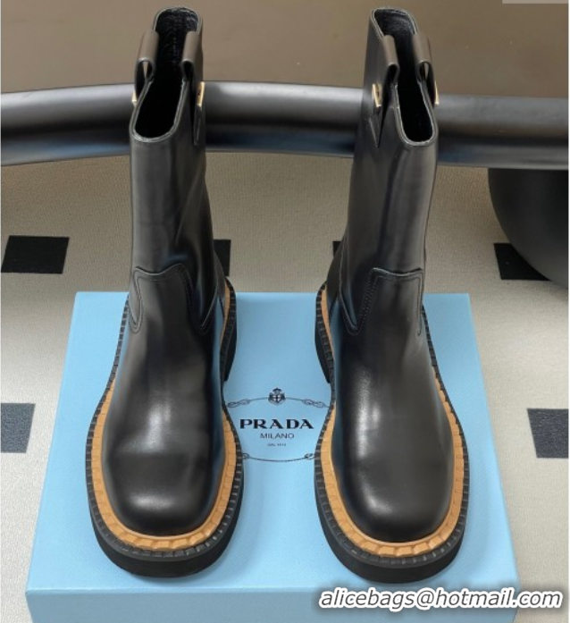 Sophisticated Prada Calf Leather Ankle Boots Black 2025 PR082512