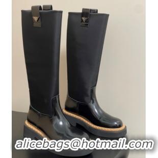Best Grade Prada Brushed Leather High Boots Black 2025 PR082512