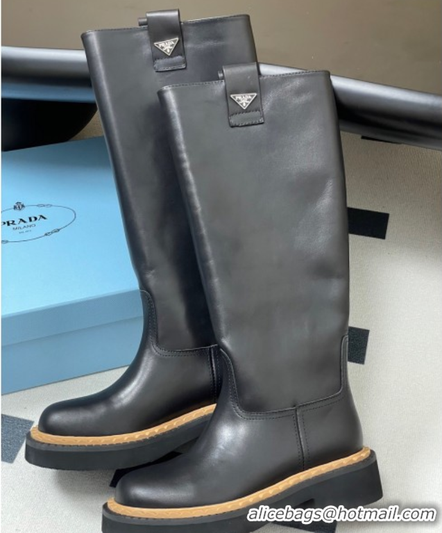 Top Grade Prada Calf Leather High Boots Black 2025 PR082512
