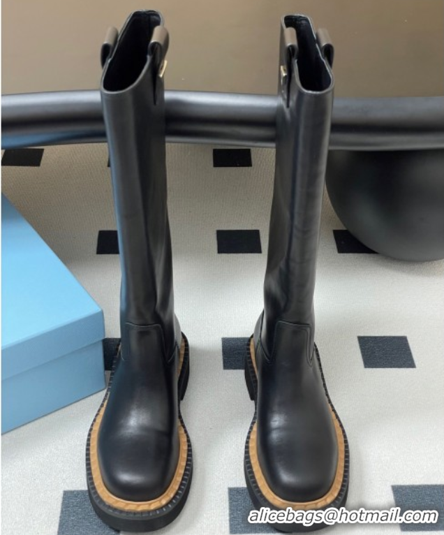 Top Grade Prada Calf Leather High Boots Black 2025 PR082512