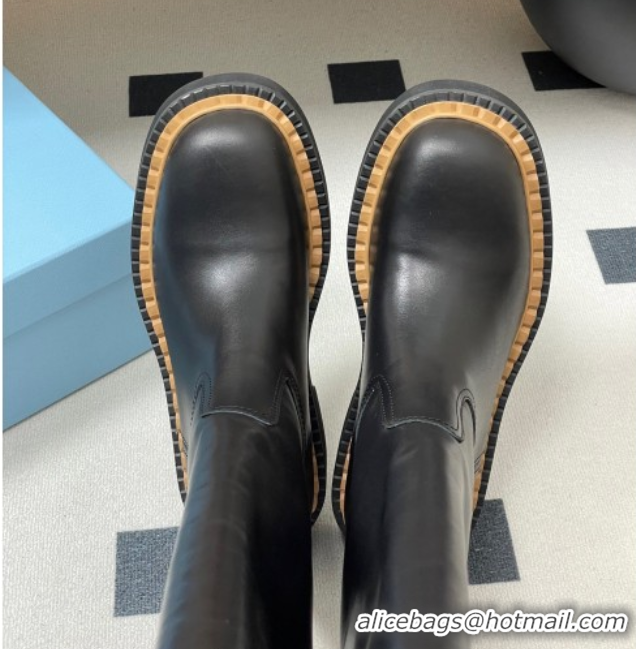 Top Grade Prada Calf Leather High Boots Black 2025 PR082512