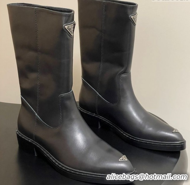 Luxury Cheap Prada Calf Leather Ankle Boots Black 2025 PR082513