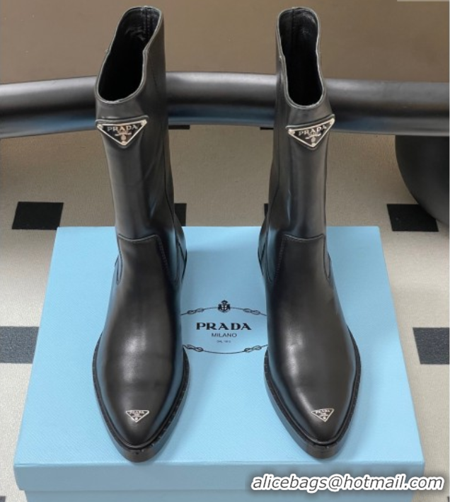 Luxury Cheap Prada Calf Leather Ankle Boots Black 2025 PR082513