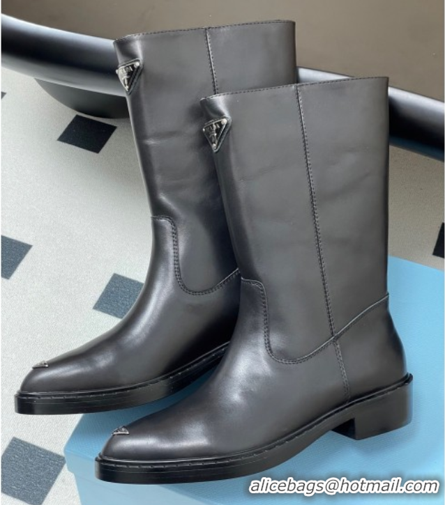Luxury Cheap Prada Calf Leather Ankle Boots Black 2025 PR082513