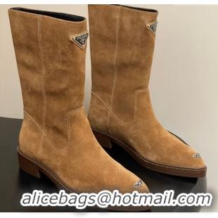 Luxury Prada Suede Ankle Boots Brown 2025 PR082513
