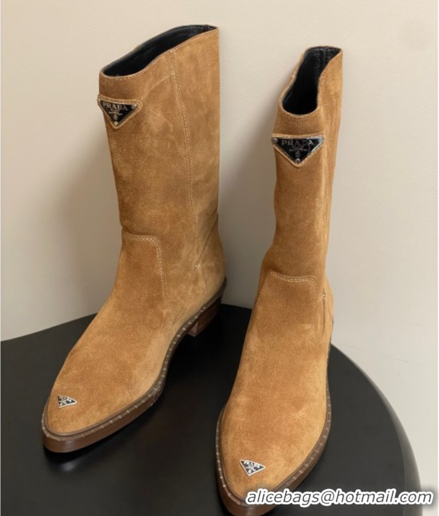 Luxury Prada Suede Ankle Boots Brown 2025 PR082513