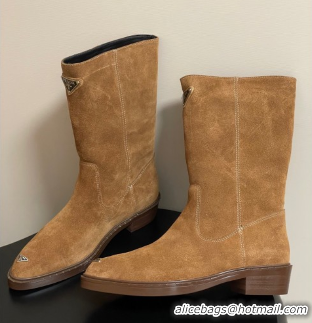 Luxury Prada Suede Ankle Boots Brown 2025 PR082513