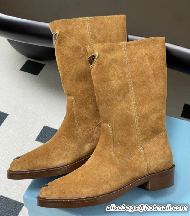 Luxury Prada Suede Ankle Boots Brown 2025 PR082513