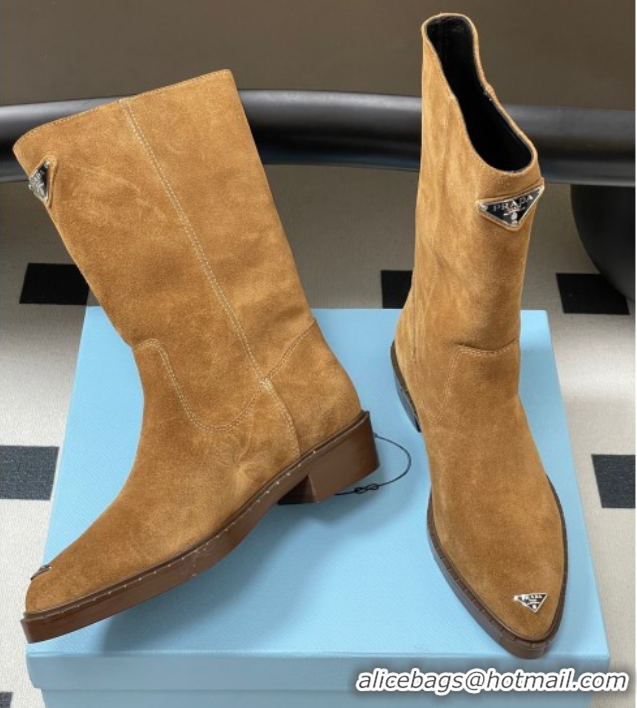 Luxury Prada Suede Ankle Boots Brown 2025 PR082513