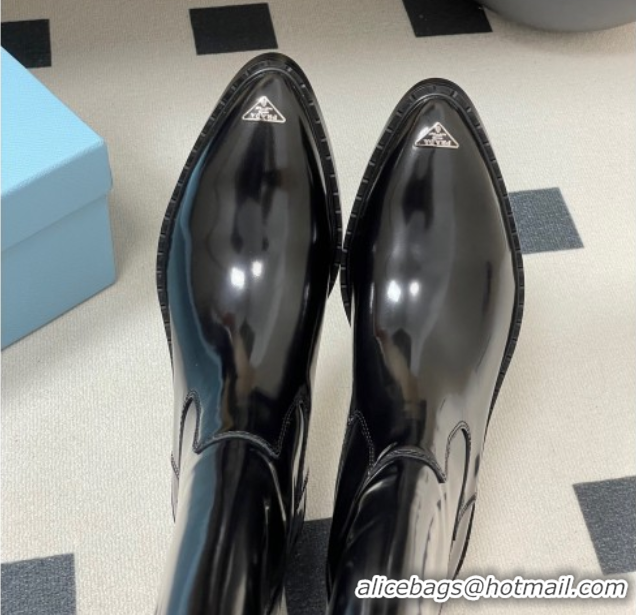 Discount Fashion Prada Brushed Leather High Boots Black 2025 PR082513