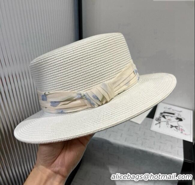 Best Product Chanel Straw Wide Brim Hat with Printed Band 0724 2025