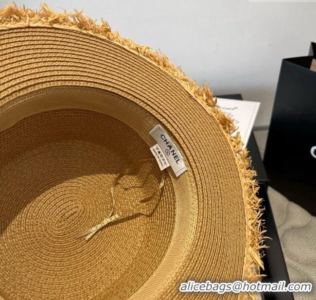 Luxury Classic Chanel Straw Wide Brim Hat with Fringe 0724 2025