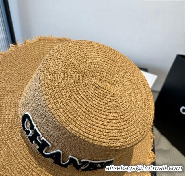 Luxury Classic Chanel Straw Wide Brim Hat with Fringe 0724 2025