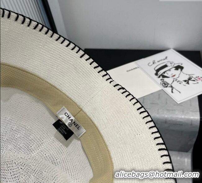 Best Grade Chanel Knit Bucket Hat with Camellia 0724 White 2025