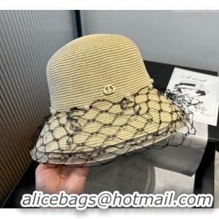 Best Price Dior Straw Bucket Hat with Pearls Mesh 4081 Beige 2025