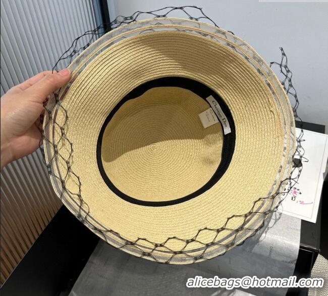Best Price Dior Straw Bucket Hat with Pearls Mesh 4081 Beige 2025
