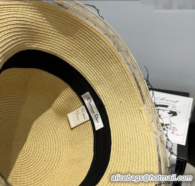 Best Price Dior Straw Bucket Hat with Pearls Mesh 4081 Beige 2025