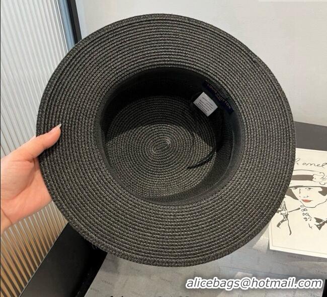 New Design Louis Vuitton Straw Wide Brim Hat with Cherry Band 0724 Black 2025