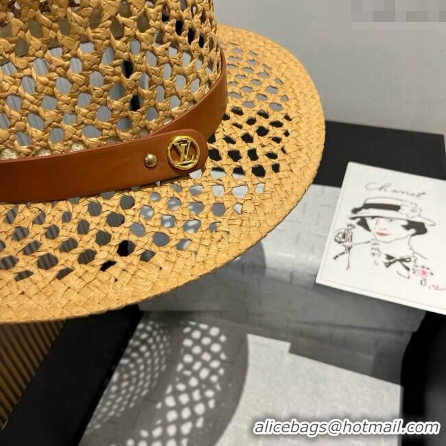 Spot Bulk Louis Vuitton Straw Wide Brim Hat with Brown Band 0724 2025