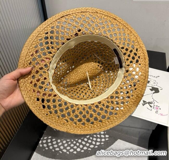 Spot Bulk Louis Vuitton Straw Wide Brim Hat with Brown Band 0724 2025