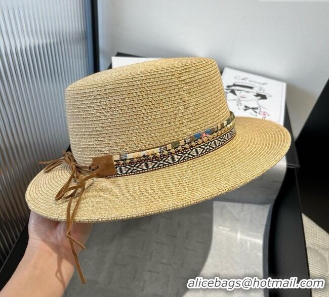 New Product Prada Straw Wide Brim Hat with Embroidered Band 0724 2025