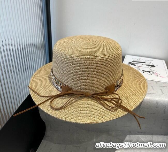 New Product Prada Straw Wide Brim Hat with Embroidered Band 0724 2025