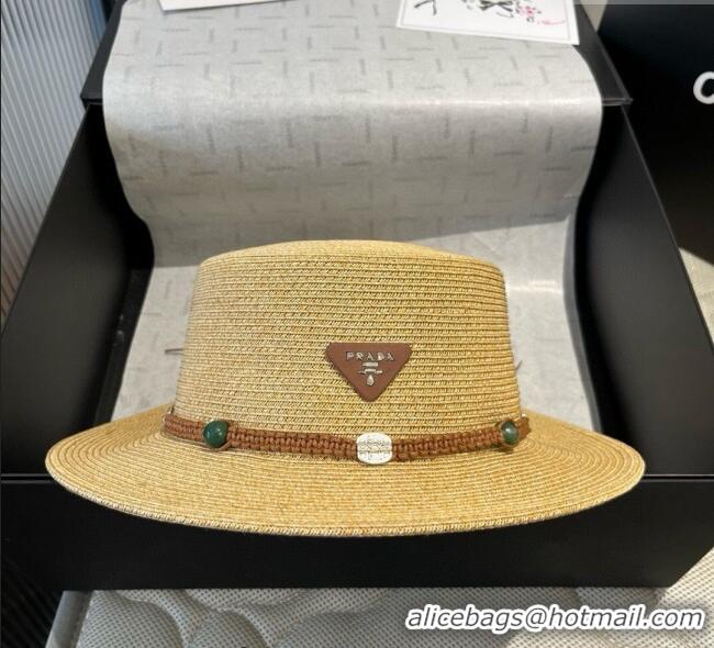 Top Quality Prada Straw Wide Brim Hat with Braided Band 0724 2025