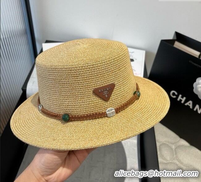 Top Quality Prada Straw Wide Brim Hat with Braided Band 0724 2025