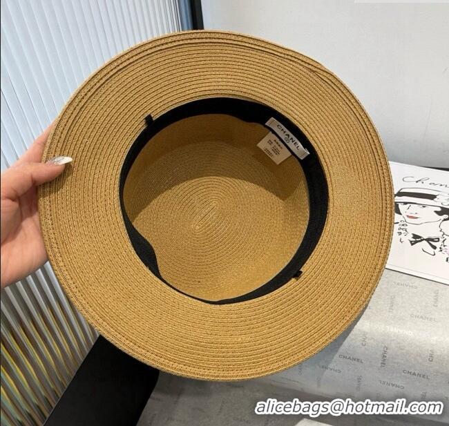 Spot Bulk Chanel Straw Wide Brim Hat with Dotted Band 0724 2025