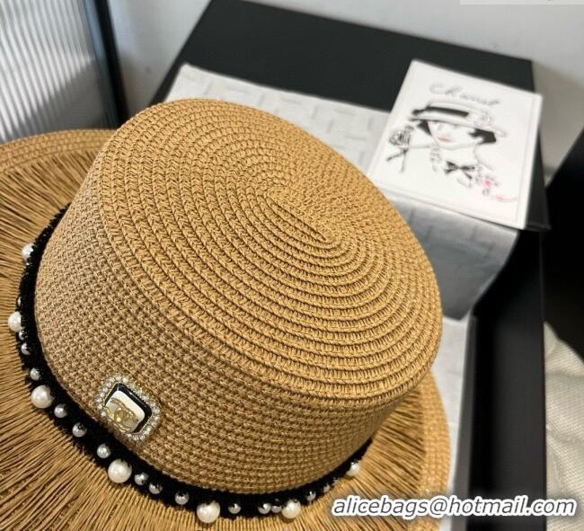 Spot Bulk Chanel Straw Wide Brim Hat with Fringe 0724 2025