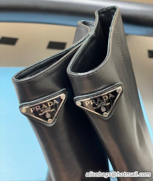 Stylish Prada Calf Leather High Boots Black 2025 PR082513